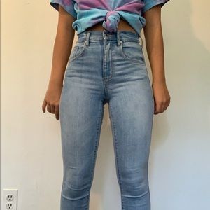 GREY/BLUE HIGH WAISTED JEGGINGS